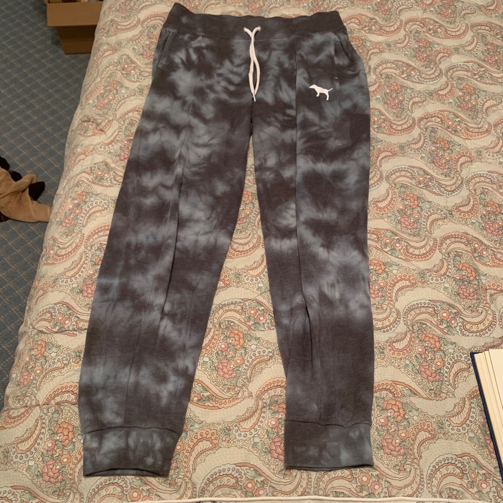 VICTORIA'S SECRET PINK BLUE TIE DYE JOGGERS